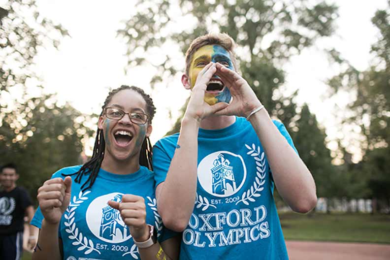 Students celebrate at the Oxford Olympics