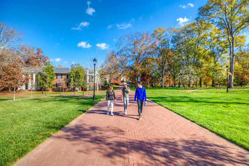Students walk on the Oxford quad.