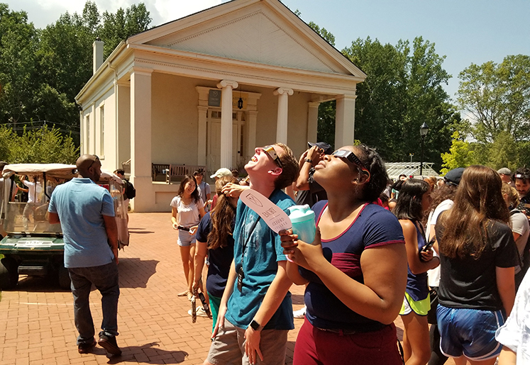 Emory's academic year got off to a unique start as students, faculty and staff gathered on the university's Atlanta and Oxford campuses to watch a partial solar eclipse