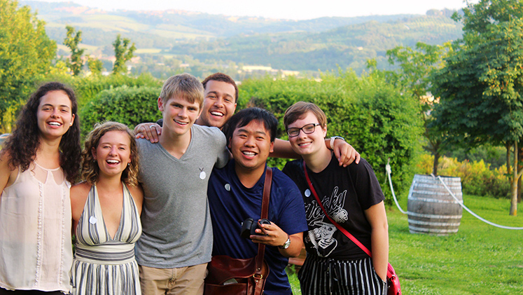 Students during a summer course trip in Europe