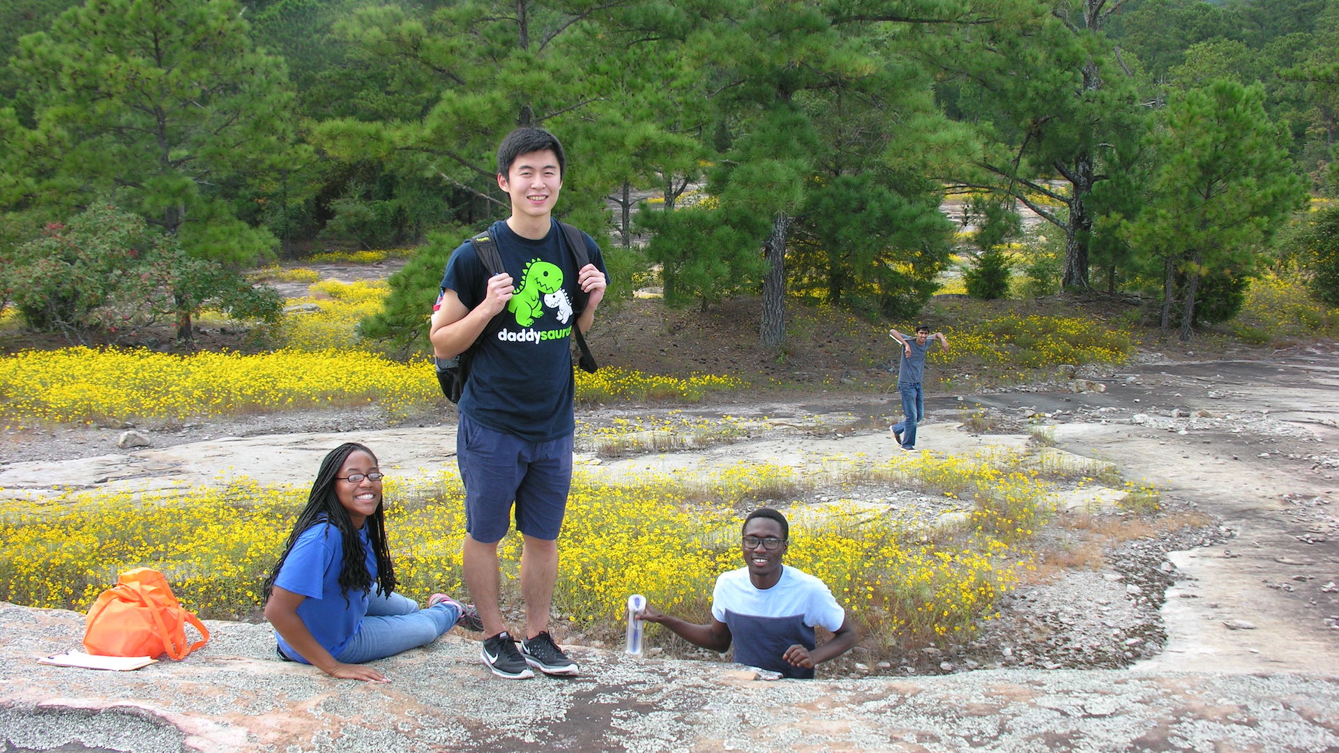 Students collecting samples on Arabia Mountain