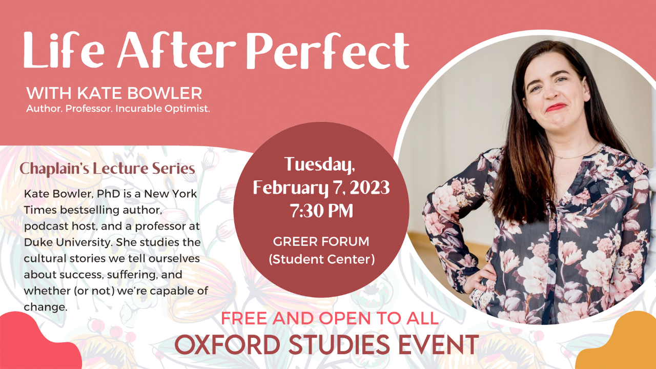 Chaplain’s Lecture Series returns to Oxford with author and professor Kate Bowler
