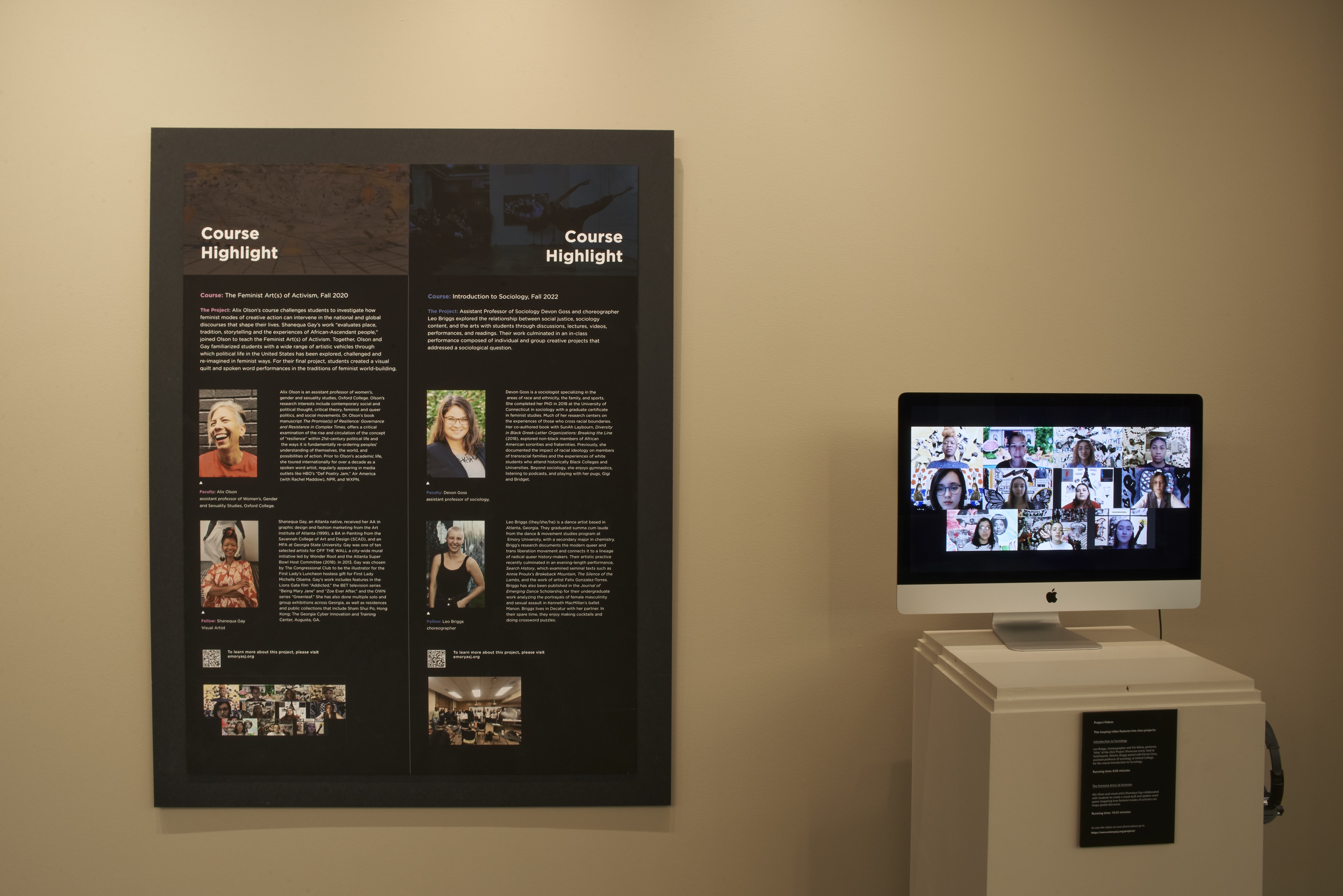 Course highlights of Creative Justice Exhibit