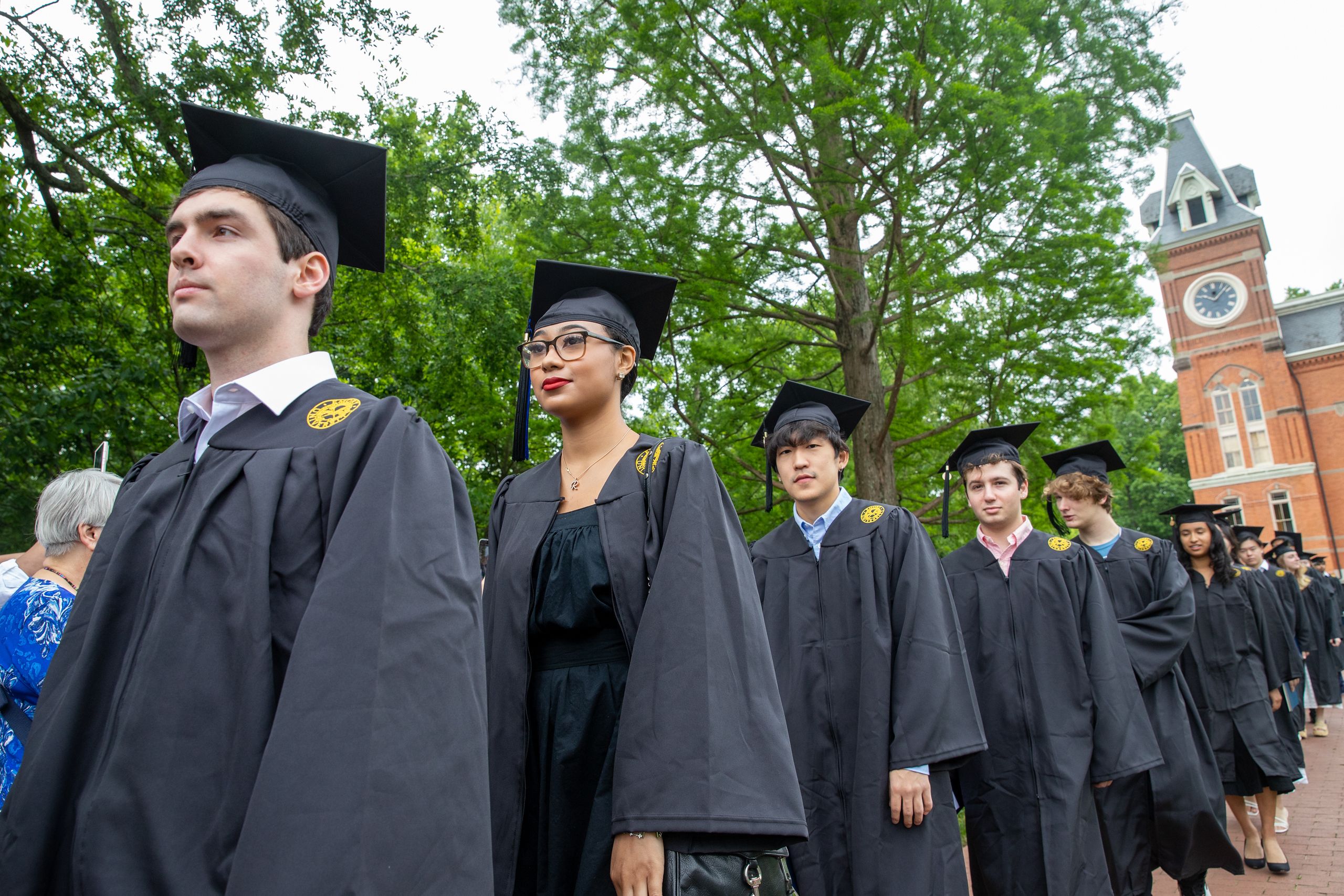 Oxford students procession from Seney Hall.