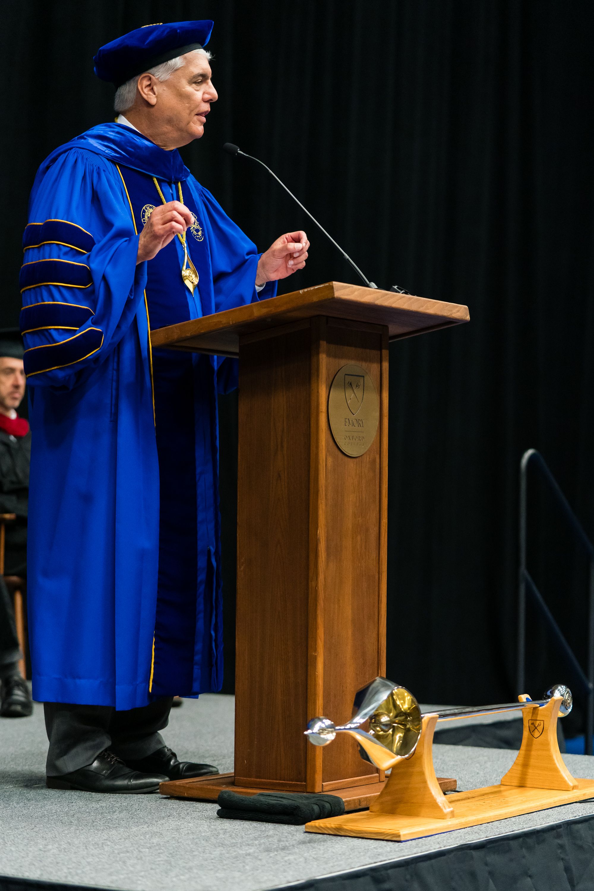 Emory President Gregory L. Fenves giving Emory Leader Remarks.