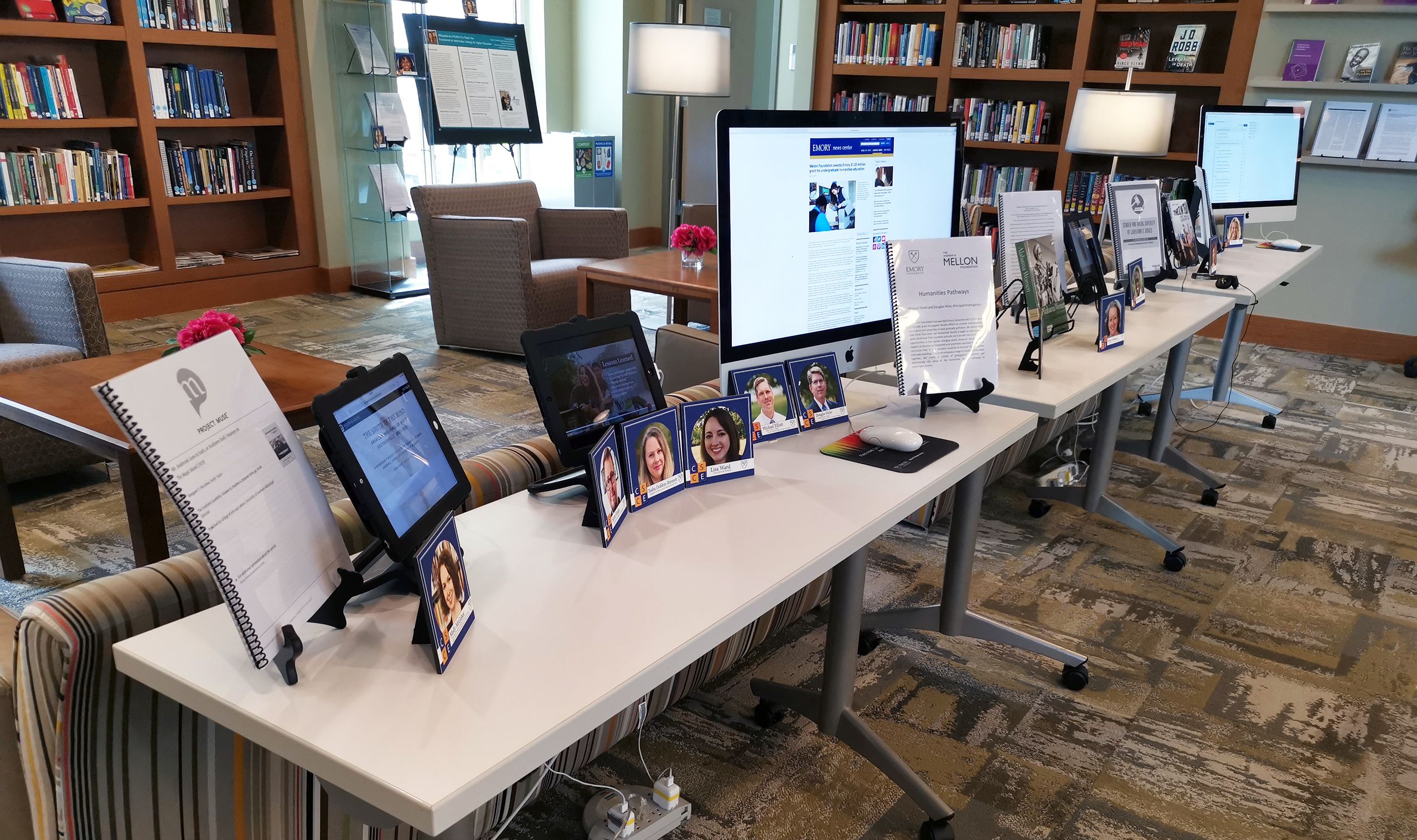 The exhibit remained in the first-floor library academic commons until the week of April 29 as students began final exams.