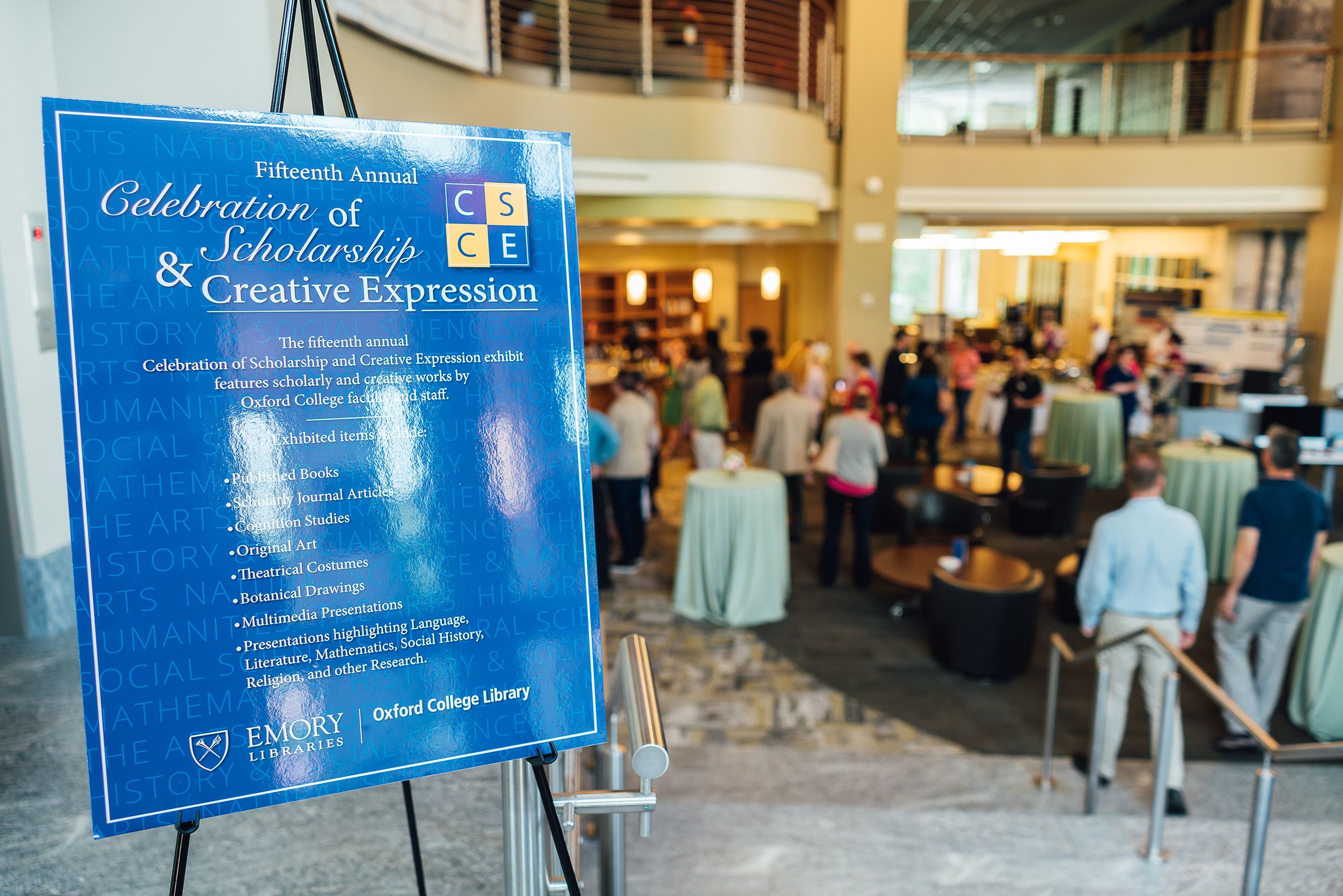 The Celebration of Scholarship and Creative Expression library exhibit allows the Oxford community to share and celebrate the talents of Oxford College faculty and staff.   