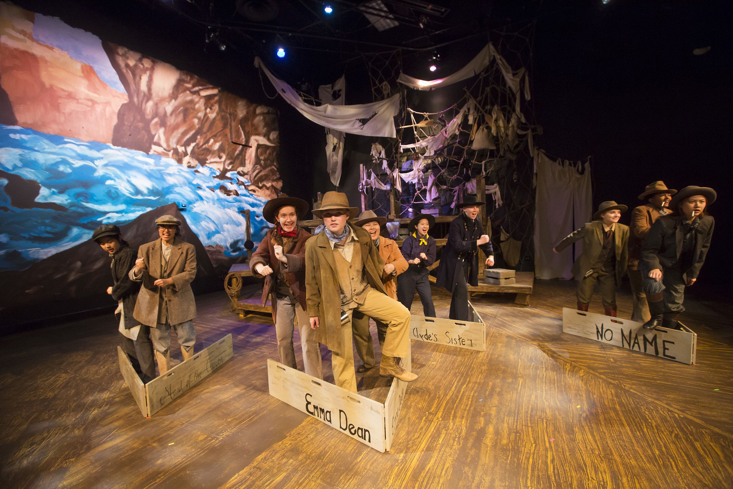 The set conjures in the audience’s imagination different locations.