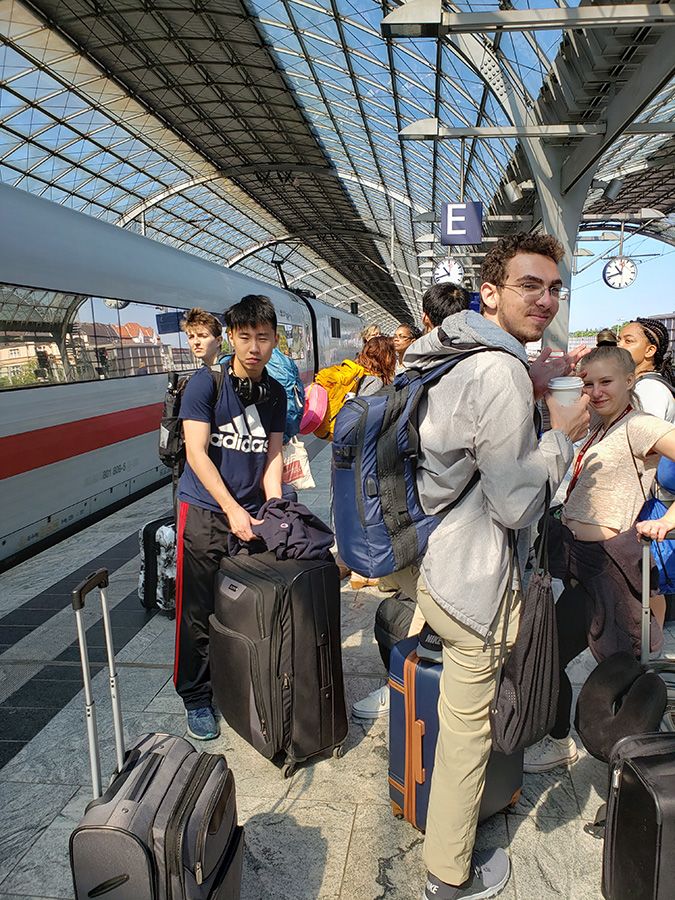 Students use German trains to travel between cities.