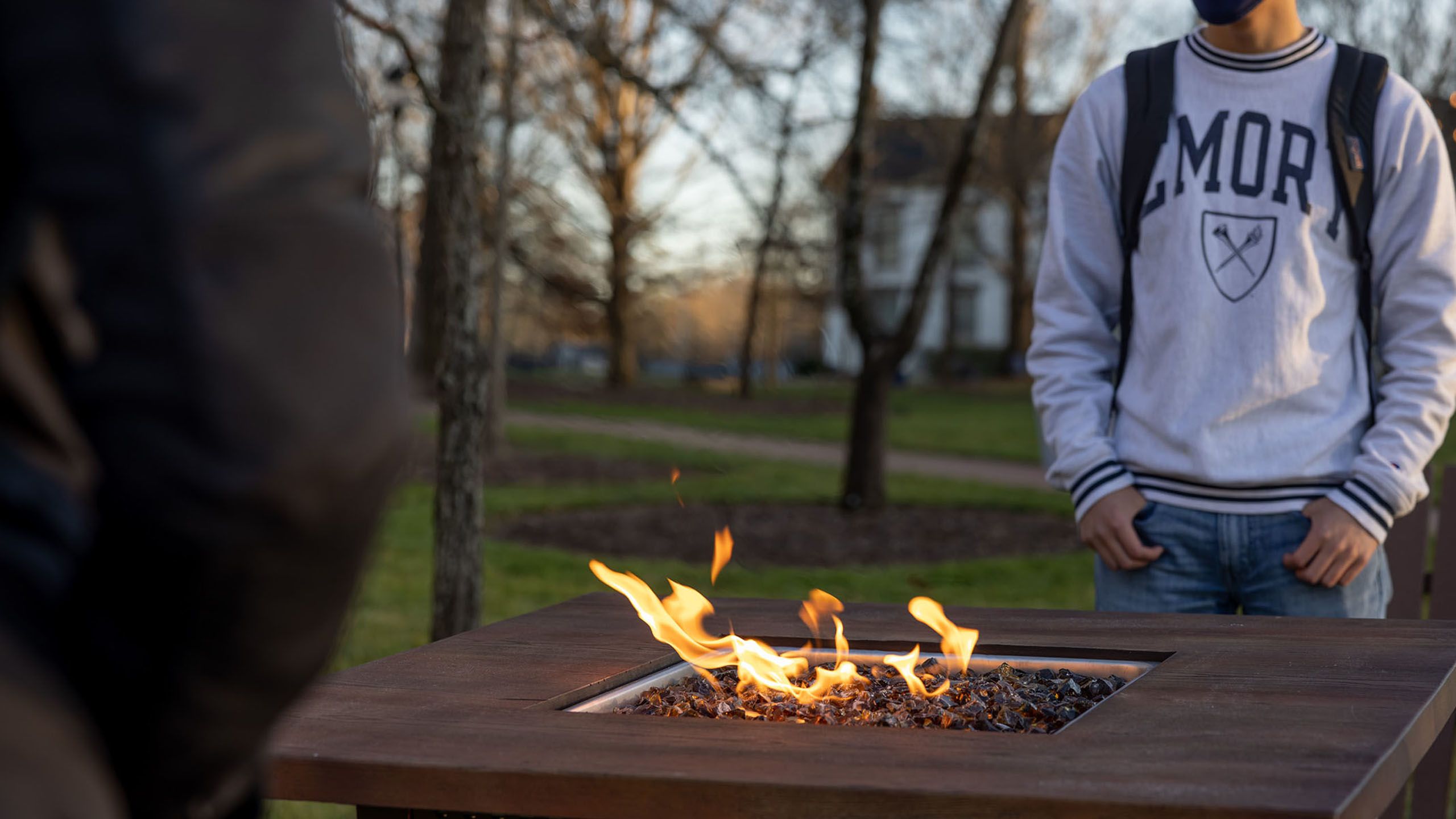Fire pits placed around the Oxford quad are a favorite of students