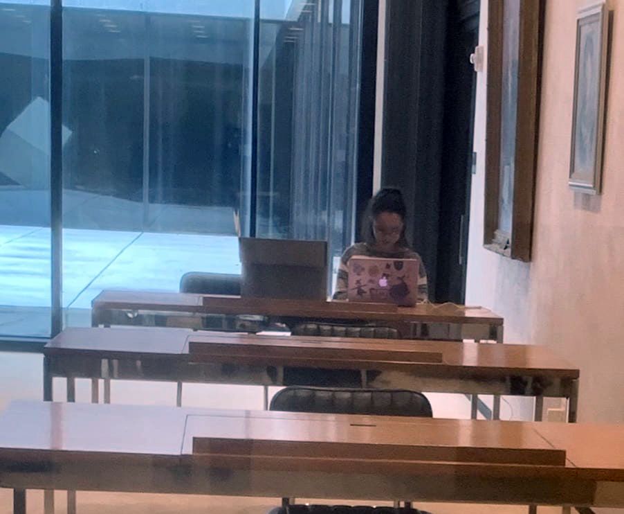 Audrey Ruan doing research in the rare book room.