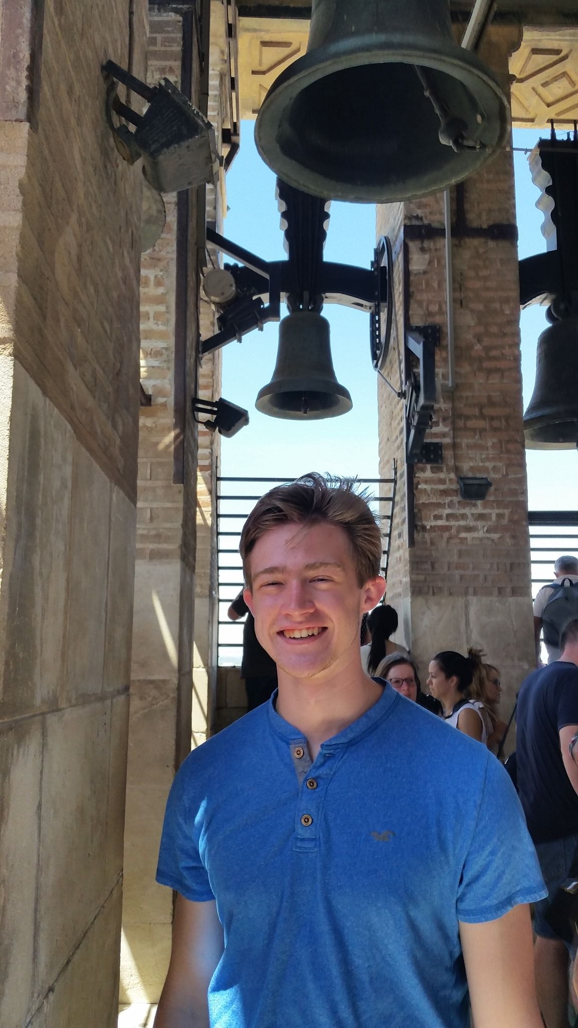 Kyle Kairys in a belltower at the Cathedral of Seville.