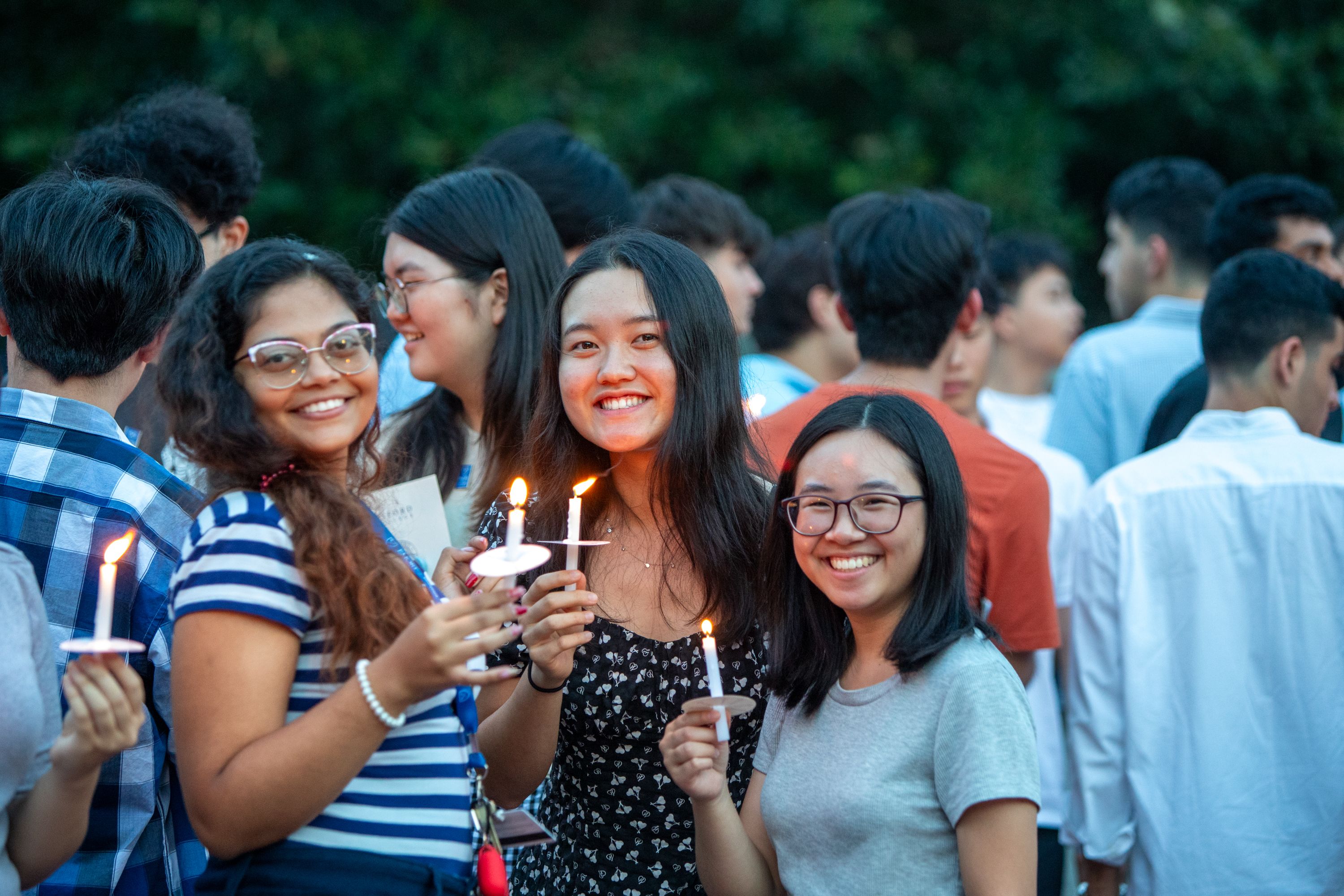 Oxford students celebrating the Candlelight Procession.