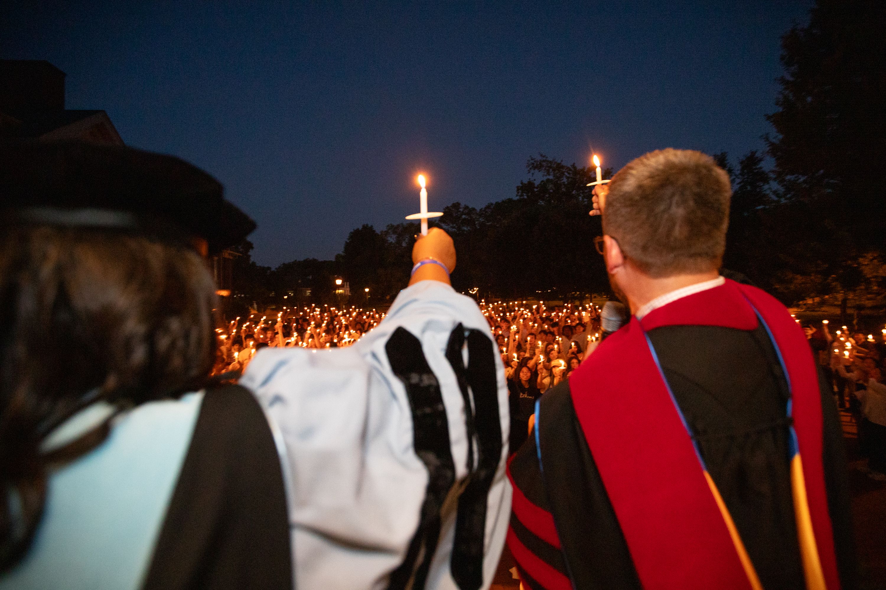 Chaplain Lyn Pace proceeding over the Candlelight Procession.