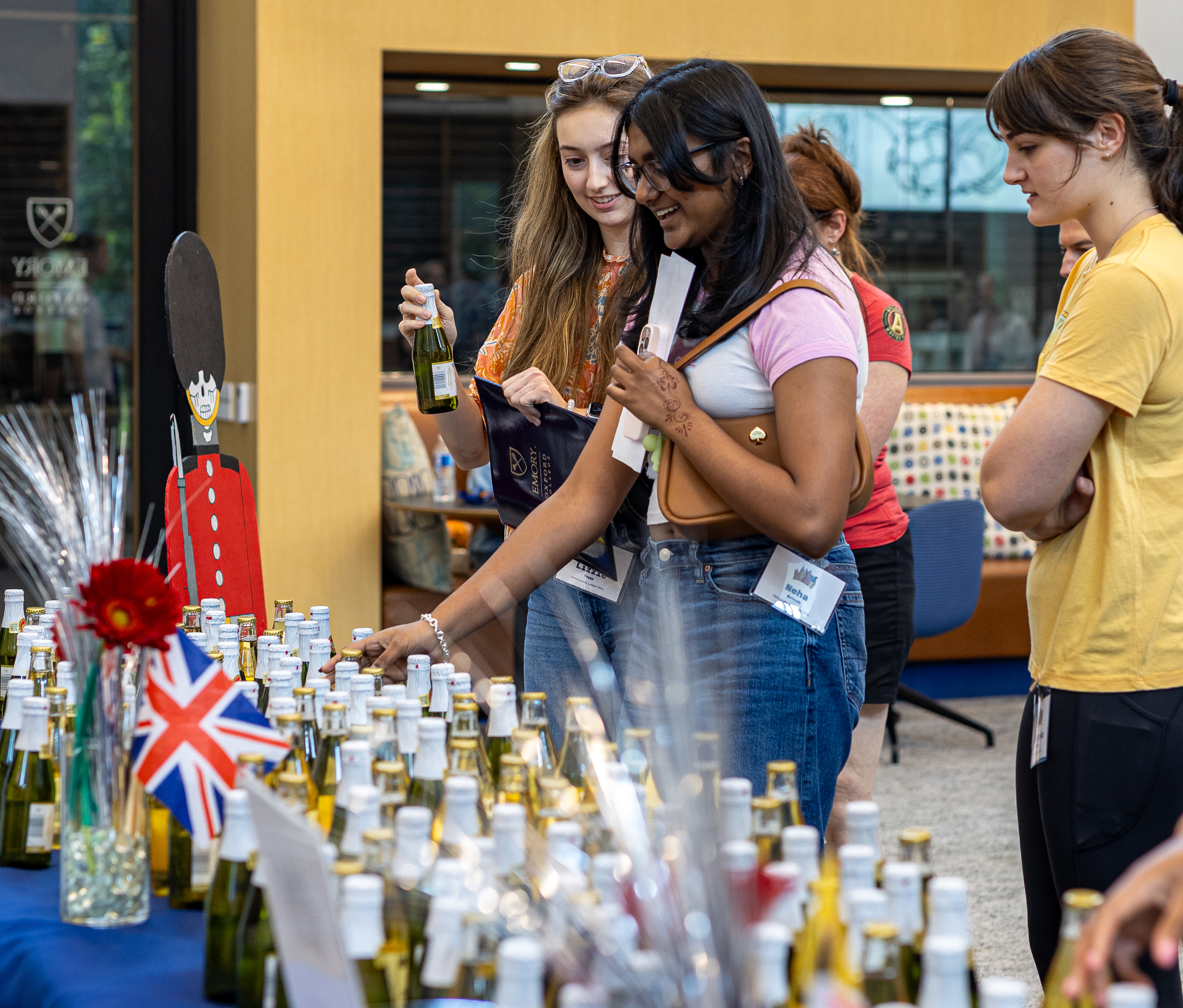 Students preparing for the London Launch Toast.